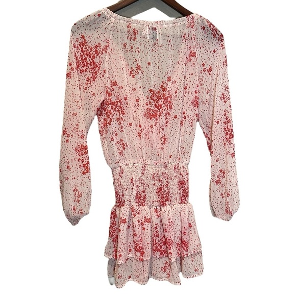 Princess Polly Altona Smocked Tiered Ruffle Long Sleeve Print Mini Dress Size 0 - Picture 10 of 14